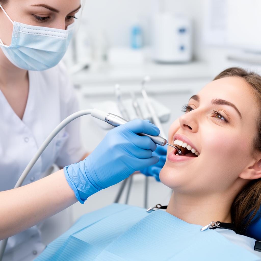 dentálna hygienička ošetruje pacientku ultrazvukom v modernej ambulancii v Košiciach